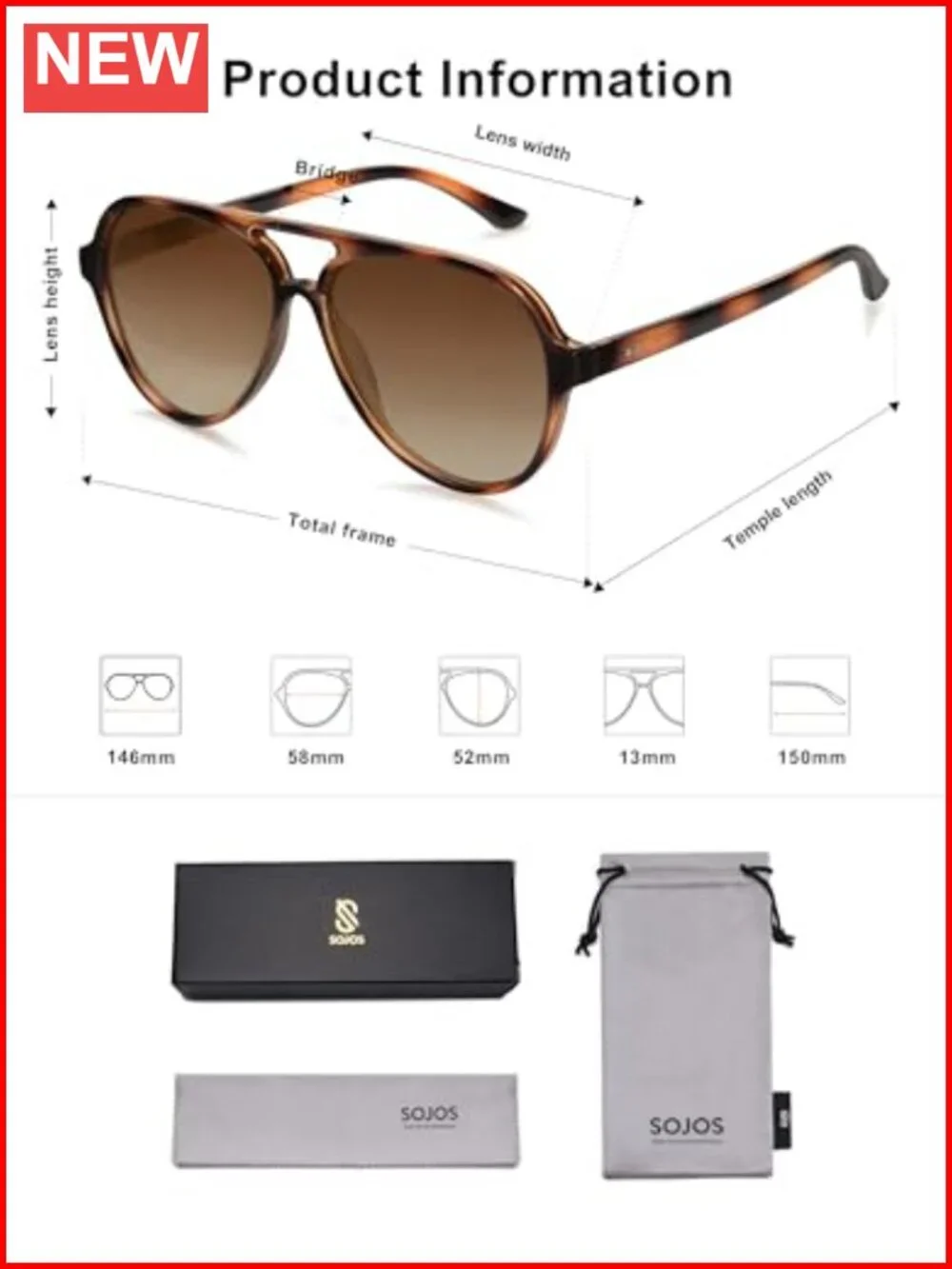 Classic Polarized Aviator Sunglasses with UV400 TAC Lenses